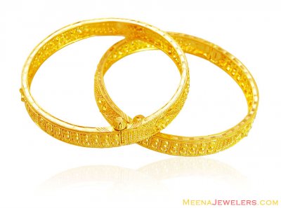 22K Yellow Gold Kids Bangle (2 Pcs) ( Baby Bangles )