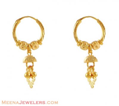 Gold earring with hanging ( Hoop Earrings )