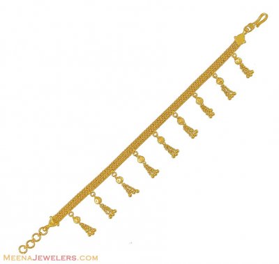 22Kt Gold Bracelet with Charms ( Ladies Bracelets )