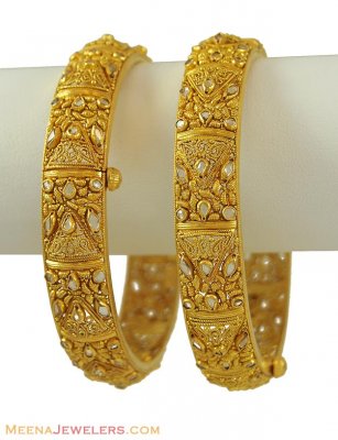 22Kt Antique Kadas (2 pcs) ( Antique Bangles )