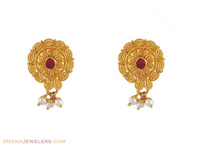 Earring With Filigree Work ( 22Kt Gold Fancy Earrings )