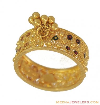 Gold Meenakari Band (22 Karat) ( Ladies Gold Ring )