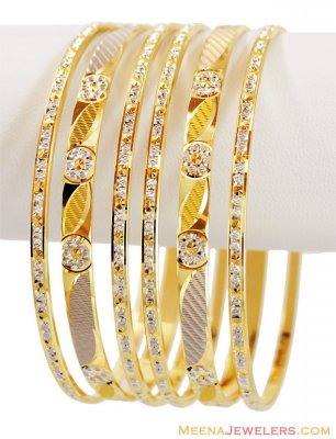 22K Designer Rhodium Bangles Set  ( Two Tone Bangles )