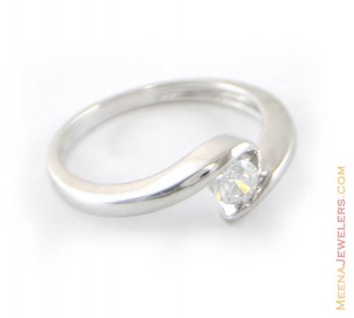 White Gold Ladies Ring With Signity ( Ladies White Gold Rings )