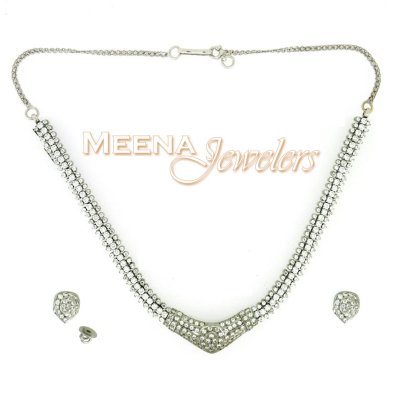 18Kt White Gold Necklace Set ( White Gold Sets )