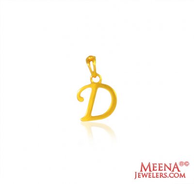 22Kt Gold Initial (D) Pendant ( Initial Pendants )