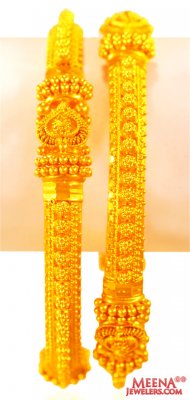 22k Gold Filigree Bangles  (2 Pc) ( Gold Bangles )