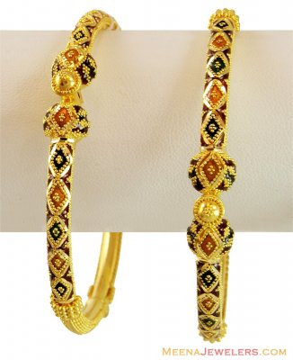 22k Designer Meenakari Pipe Kadas ( Kadas )