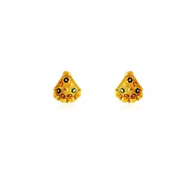 22Kt Gold Earrings (Meenakari) ( 22 Kt Gold Tops )