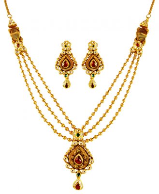 22K Gold Designer Antique Set ( Antique Necklace Sets )