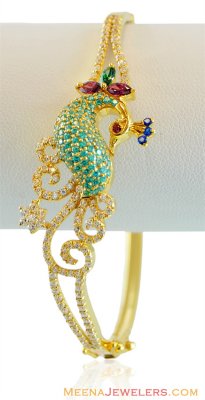 22k Signity Stone Peacock Bangle ( Stone Bangles )