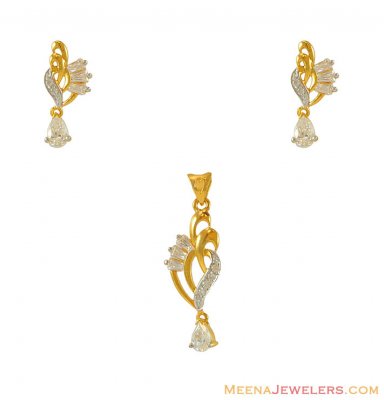 Two Tone Signity Pendant Set ( Fancy Pendant Set )