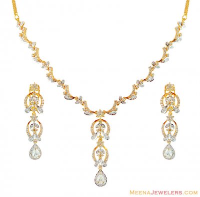 22k Designer Signity Necklace Set  ( Gold Designer Sets )