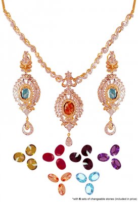 22k Changeable Stones Designer Set  ( Gold Designer Sets )