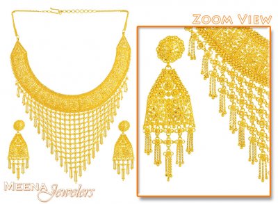 Gold Bridal Necklace, Earrings Set ( Bridal Necklace Sets )