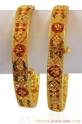 22K Tricolor Kada (2 Pc) ( Kadas )