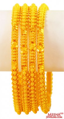 22k Gold Filigree Bangles (4 pc) ( Gold Bangles )