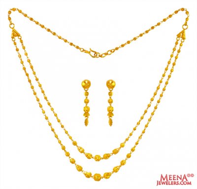 22K Gold Beads Necklace Set ( Light Sets )
