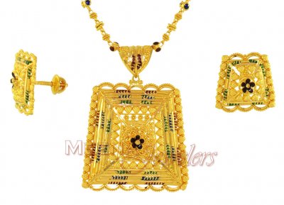 MeenaKari Pendant Set (22Kt Gold) ( Gold Pendant Sets )