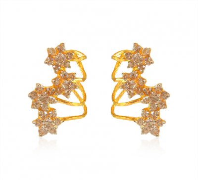 22K Fancy CZ Earrings ( Precious Stone Earrings )