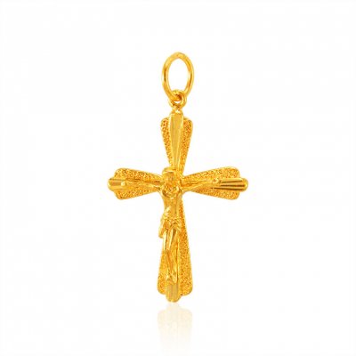 22kt Gold Cross Jesus  Pendant  ( Jesus Cross Pendants )