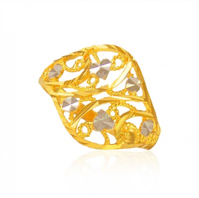 22K Gold Two Tone Ring ( Ladies Gold Ring )