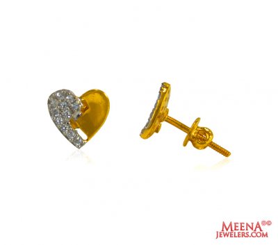 22 Kt Gold Tops with CZ  ( Signity Earrings )