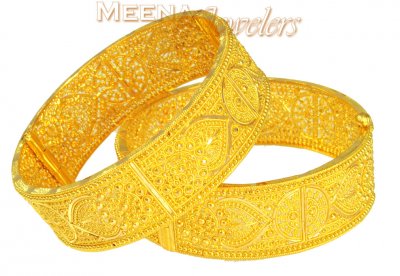 22K Gold Wide Bangle (Kara) Pair ( Kadas )