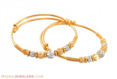 22Kt Two Tone Baby Bangles ( Baby Bangles )