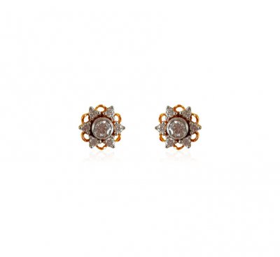 18K Yellow Gold Diamond Earrings ( Diamond Earrings )