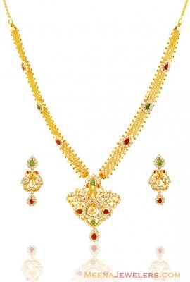 22Kt Exclusive Stones Set ( Combination Necklace Set )