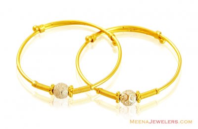 22k Fancy 2 Tone Baby Bangles(Pair) ( Baby Bangles )