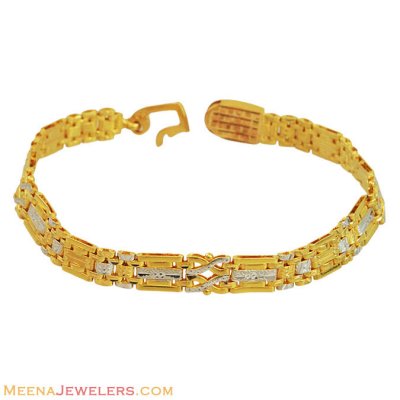 22K Two Tone Mens Bracelet ( Men`s Bracelets )