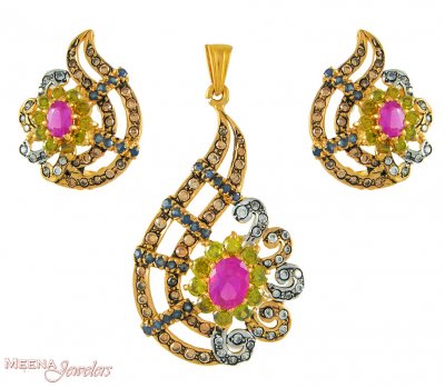 22Kt Gold Designer Pendant Set ( Fancy Pendant Set )