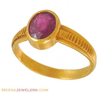 22kt Ruby Ring (Astrological) ( Astrological BirthStone Rings )