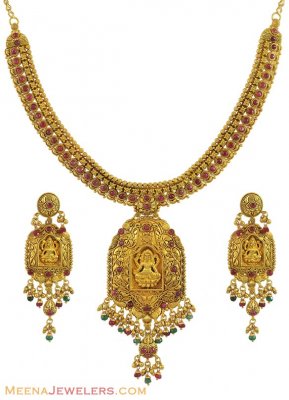 22K Necklace Set (Temple Jewelry) ( Antique Necklace Sets )