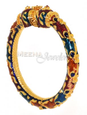 22 Kt Gold Meena work Bangles ( Antique Bangles )