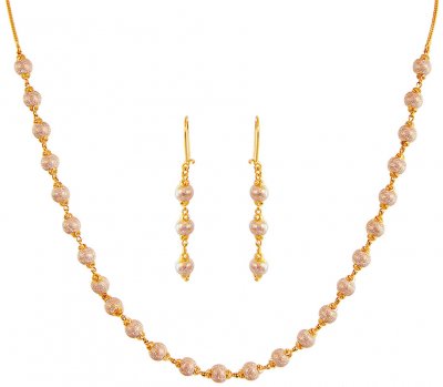 Gold Two Tone Necklace Set  ( 22 Kt Gold Sets )