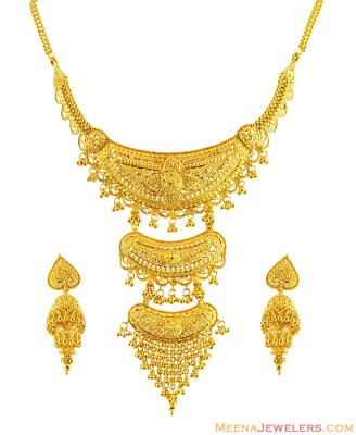 Bridal Choker Necklace Set 22K ( 22 Kt Gold Sets )