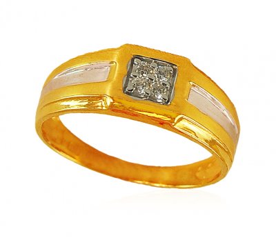 22K Two Tone Mens Ring ( Mens Signity Rings )