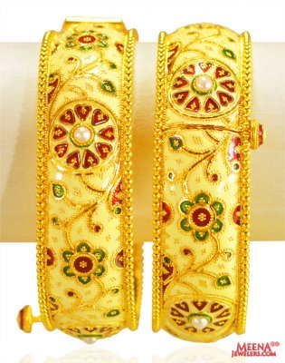 22kt Gold Meenakari Kadas (2 pc) ( Kadas )