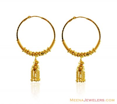 Gold Balls Jhumki Bali ( Hoop Earrings )