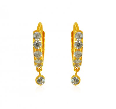 22K Gold CZ Clip On Earrings ( Clip On Earrings )