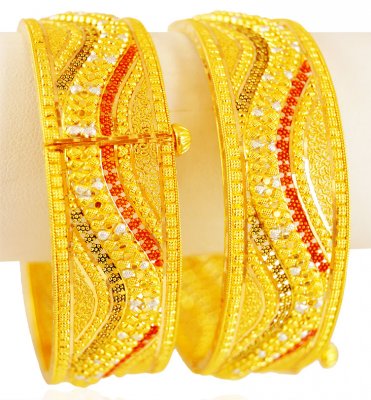 22K Gold Three Tone Kada (Pair) ( Kadas )