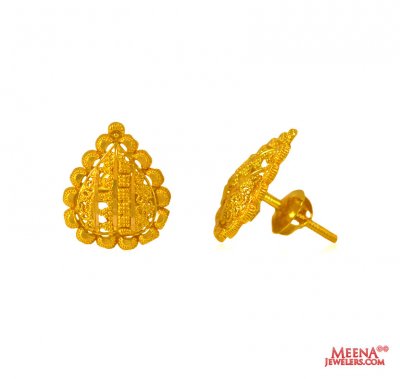 22k Gold  Earrings  ( 22 Kt Gold Tops )