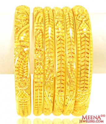 22K Gold Bangles Set of 6 ( Set of Bangles )