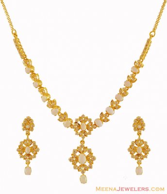 Designer Opal Necklace Set 22k ( Gold Designer Sets )
