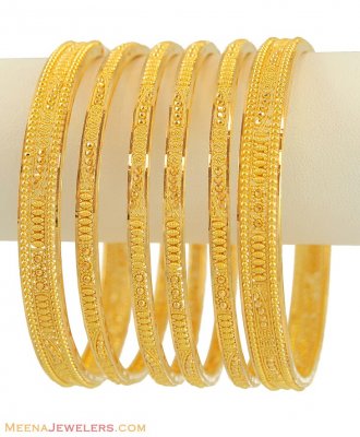 Gold Bangles Set 6 pcs ( Set of Bangles )