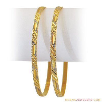 Gold 2 Tone Bangles (2 Pcs) ( Two Tone Bangles )