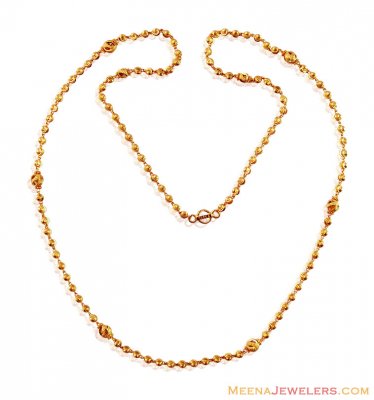 Long Gold Balls Chain (24 Inches) ( 22Kt Long Chains (Ladies) )